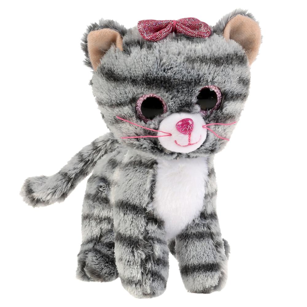 Мягкая игрушка Кошка в сумочке из пайеток 17 см  