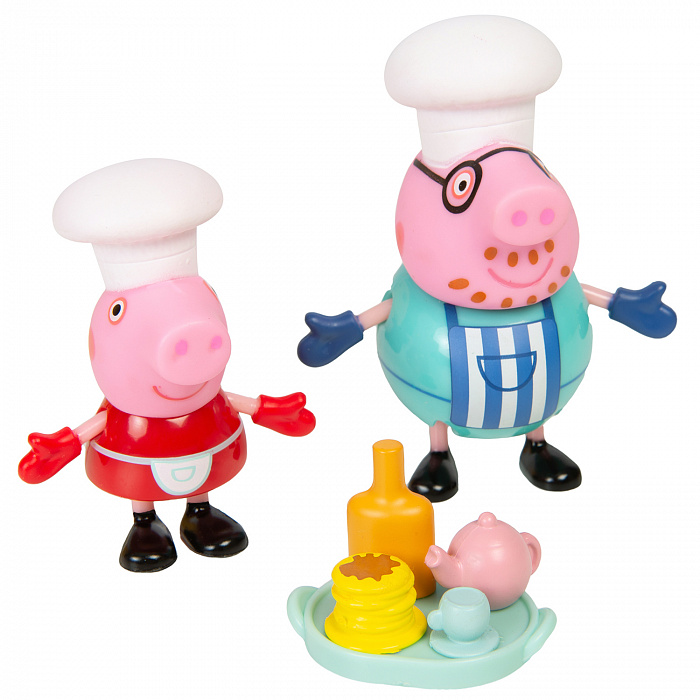 Игровой набор Peppa Pig – Пеппа и Папа пекут блинчики, 5 предметов, свет  