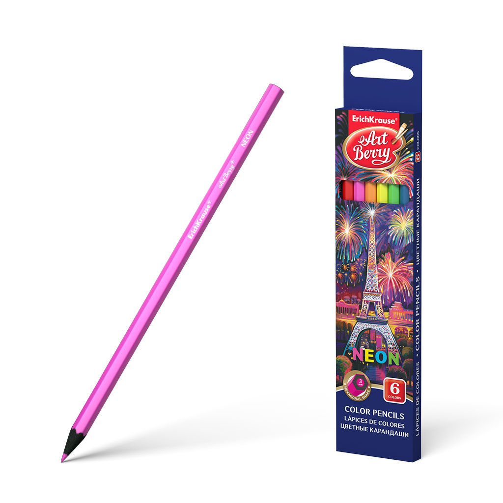 

Карандаши цветные шестигранные ArtBerry Neon, 6 цветов