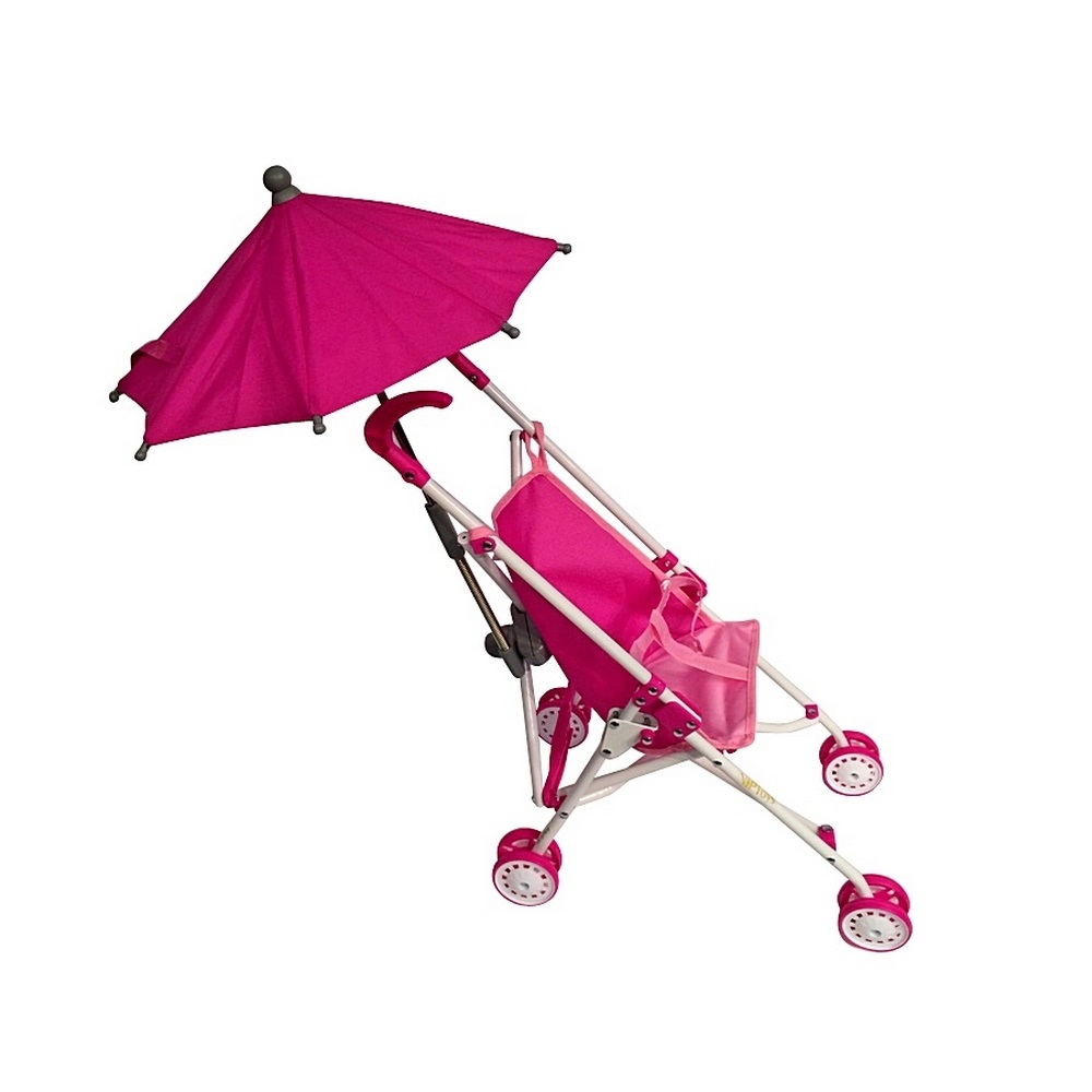 Кукольная прогулочная коляска с зонтиком, цвет фуксия  
