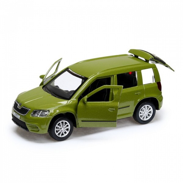 Машина металлическая Skoda Yeti, длина 12 см, открываются двери, инерционная, зеленая  