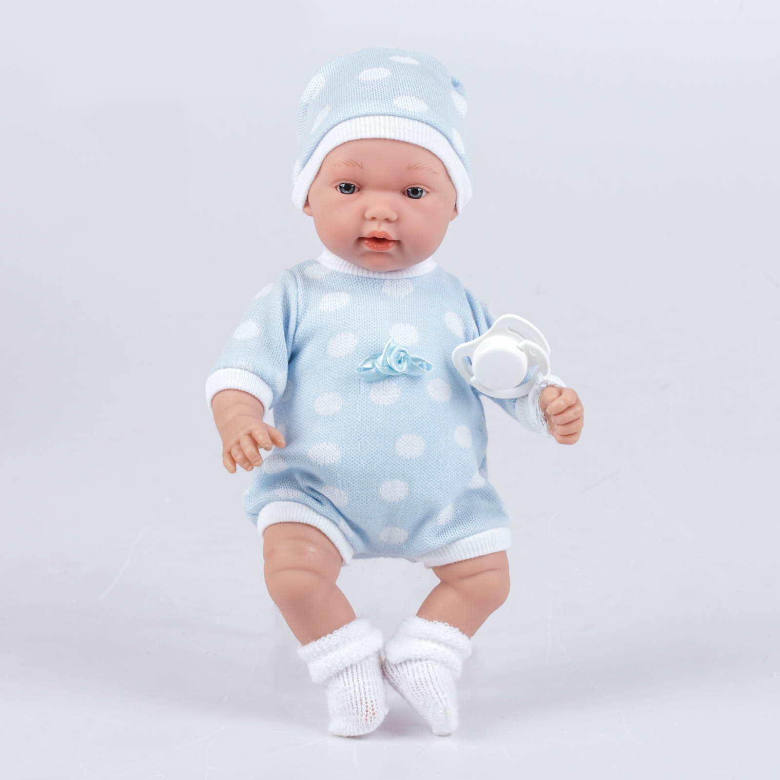 Кукла Elegance с соской в голубом боди и шапочке, 28 см, звук  