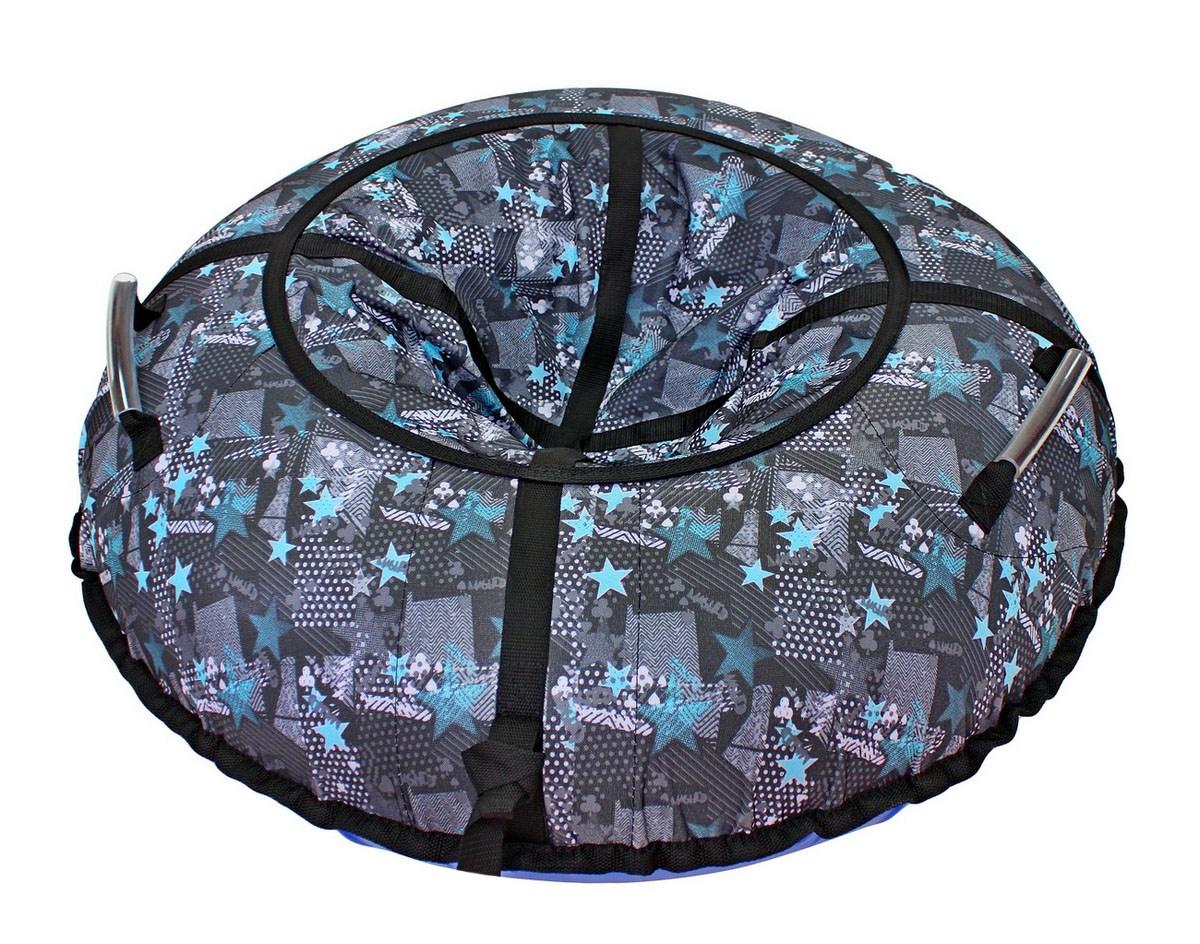 Санки надувные тюбинг дизайн - Серое звездное небо, диаметр 105 см.  