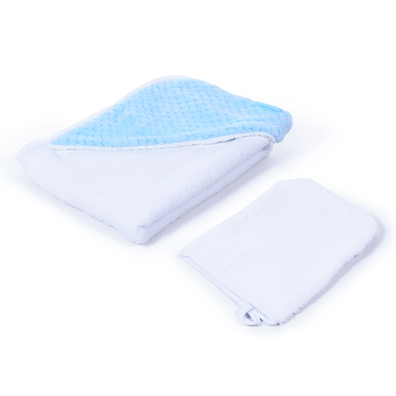 

Полотенце с уголком и варежкой Nuovita Grazia 100x100, бело-голубой / bianco-blu