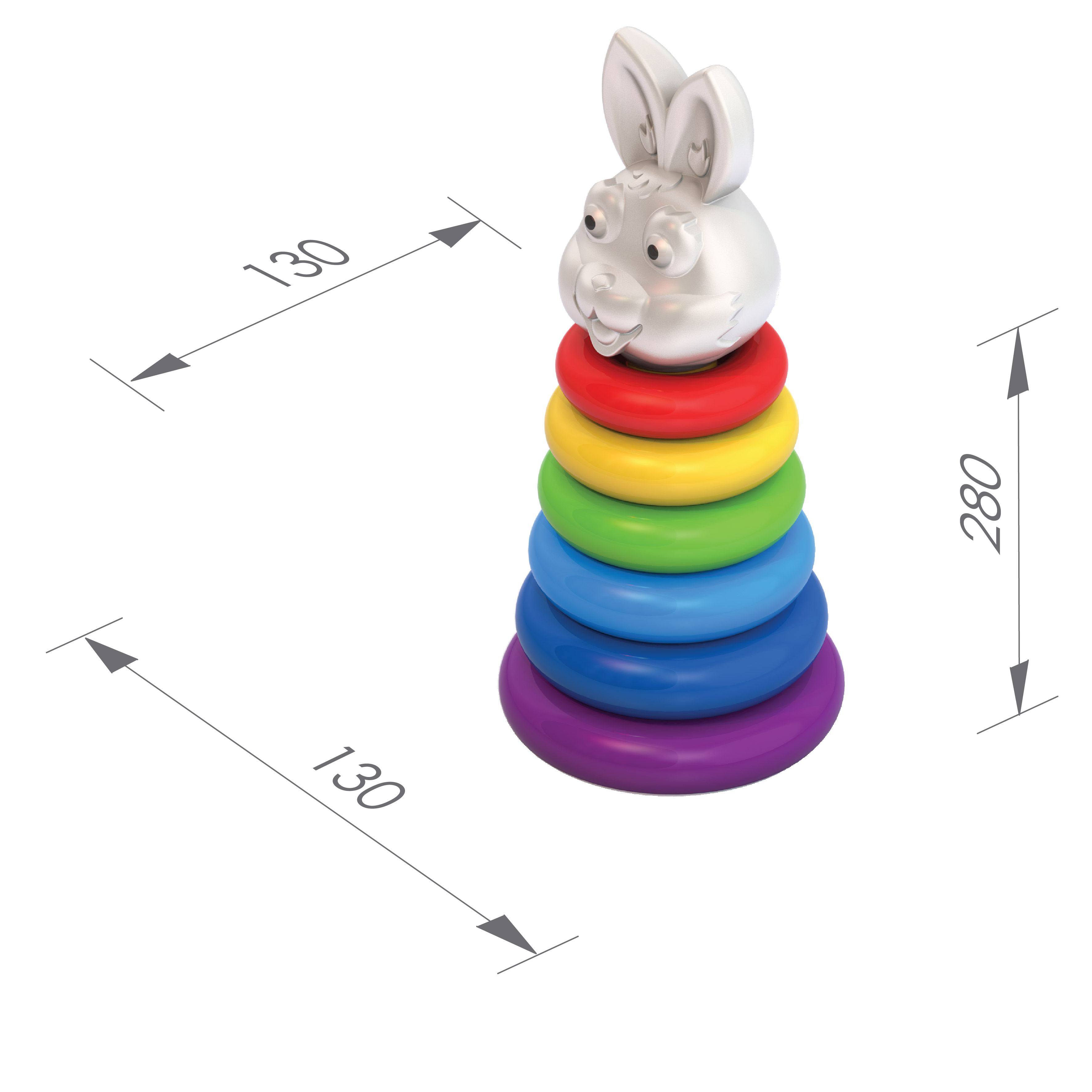 Пирамидка – Кролик, h 28 см, d 13 см   