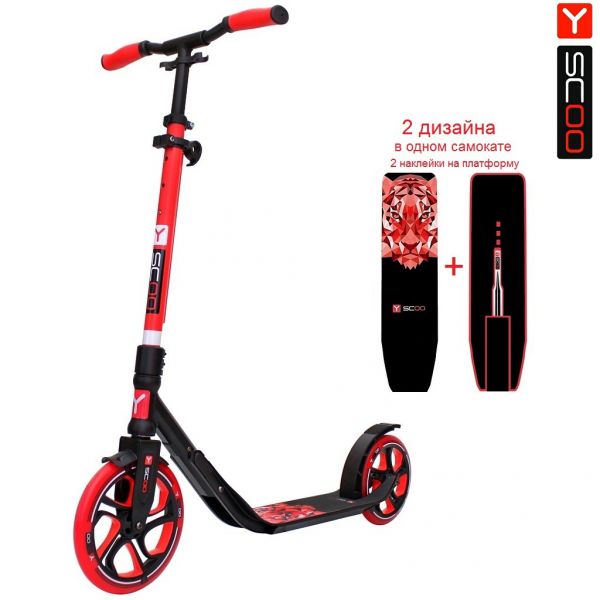 

Самокат Y-Scoo RT 215 One&One, red, 2 дизайна в 1 самокате