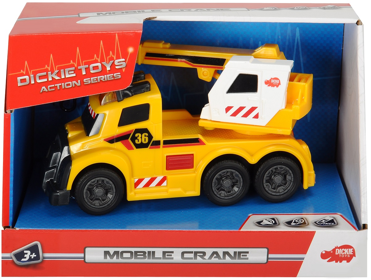 Машина Dickie Toys Mobile Crane с краном со светом и звуком, 15 см  