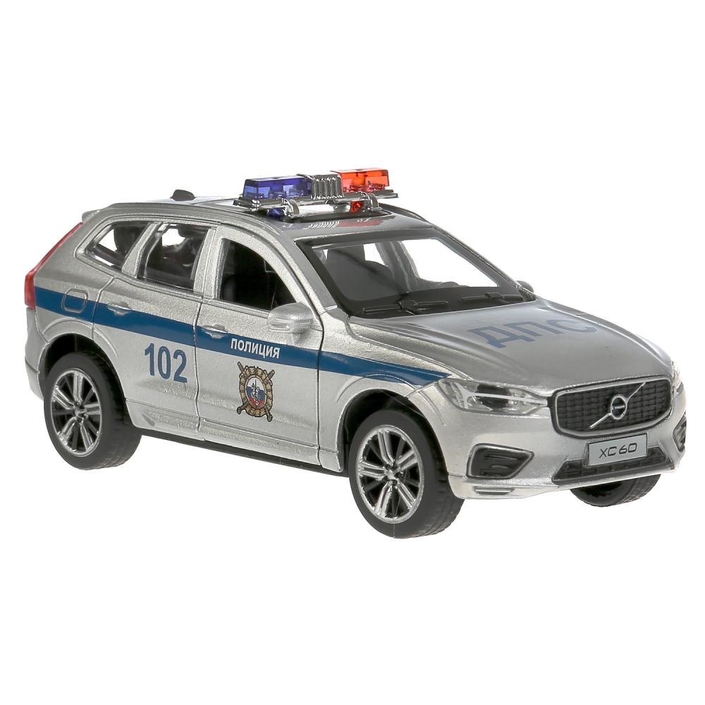 Машина - Volvo Xc60 R-Desing - Полиция, 12 см, свет-звук инерционный механизм, цвет серебристый  