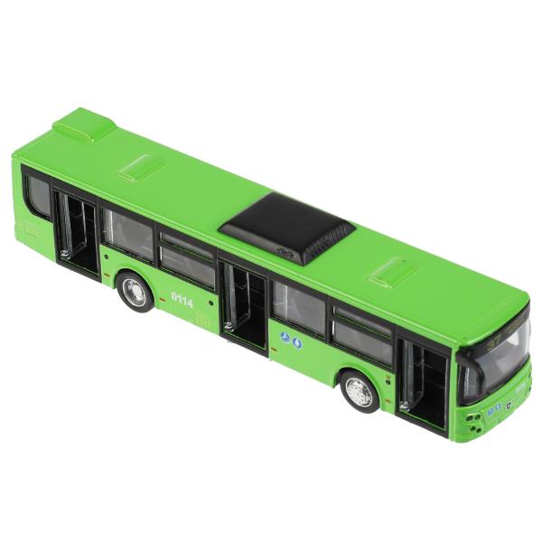 Модель Автобус ЛИАЗ-5292 18 см двери открываются зеленая инерционная металлическая  