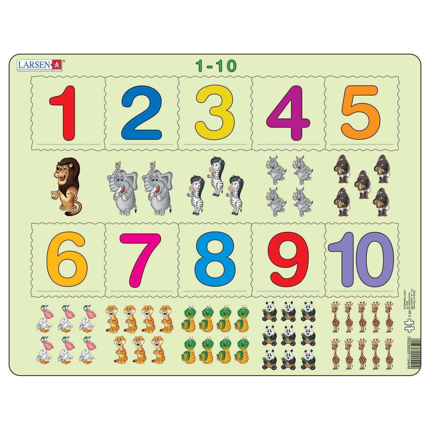 

Пазл с цифрами 1-10, 10 деталей