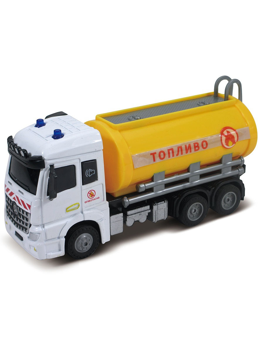

Бензовоз, кабина Die-Cast, инерционный механизм, свет, звук, масштаб 1:43
