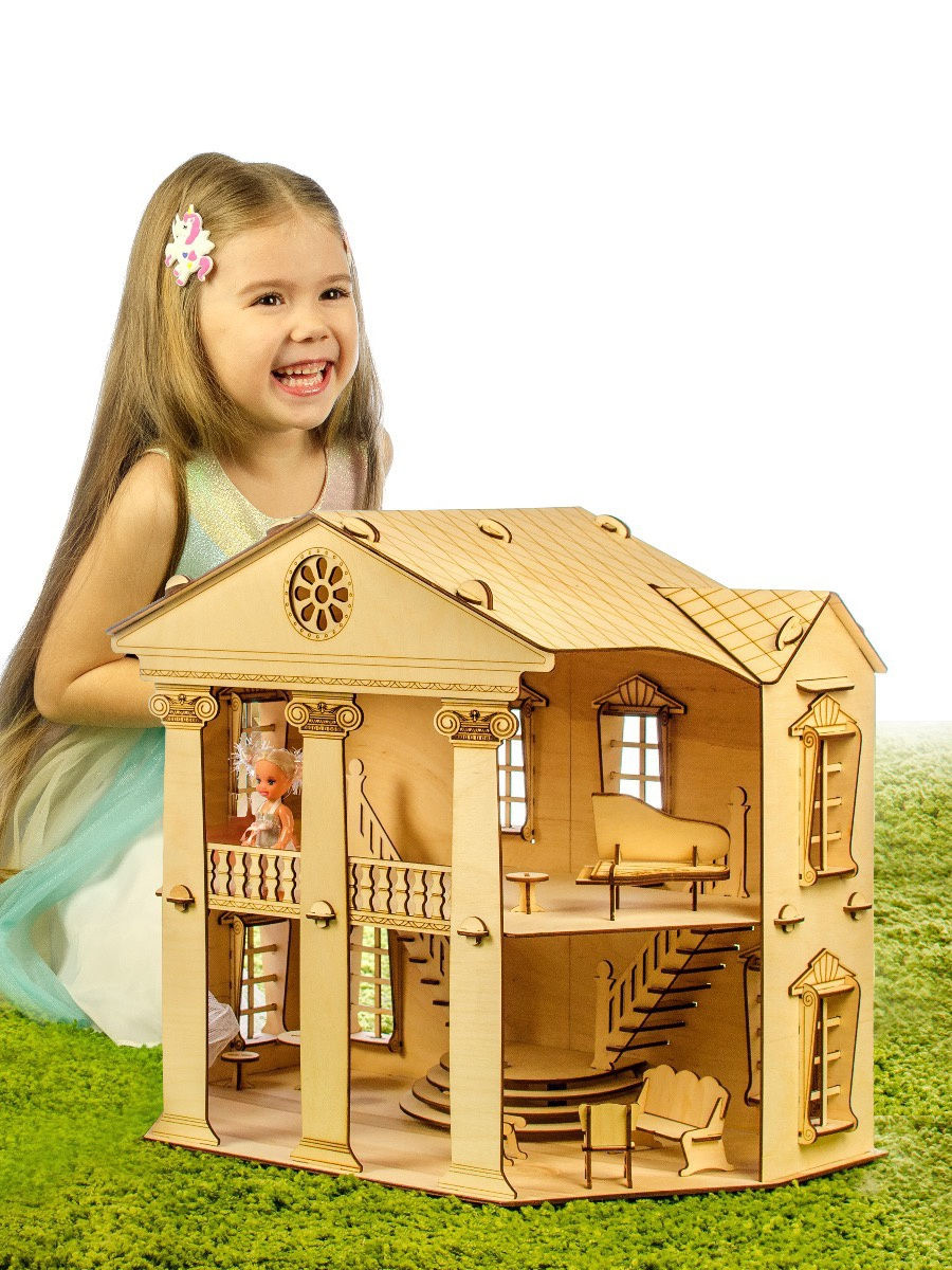 Конструктор деревянный - Белый кукольный дом  