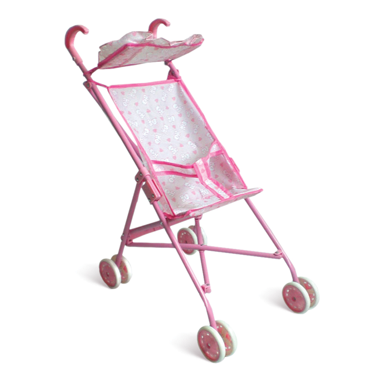 

Коляска-трость для кукол с козырьком, розовая