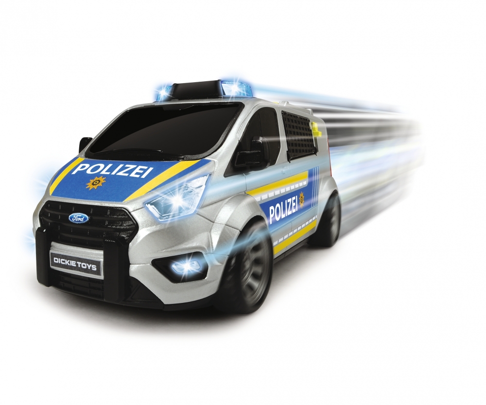 Полицейский минивэн Ford Transit, 28 см, масштаб 1: 18 с аксессуарами, свет, звук  