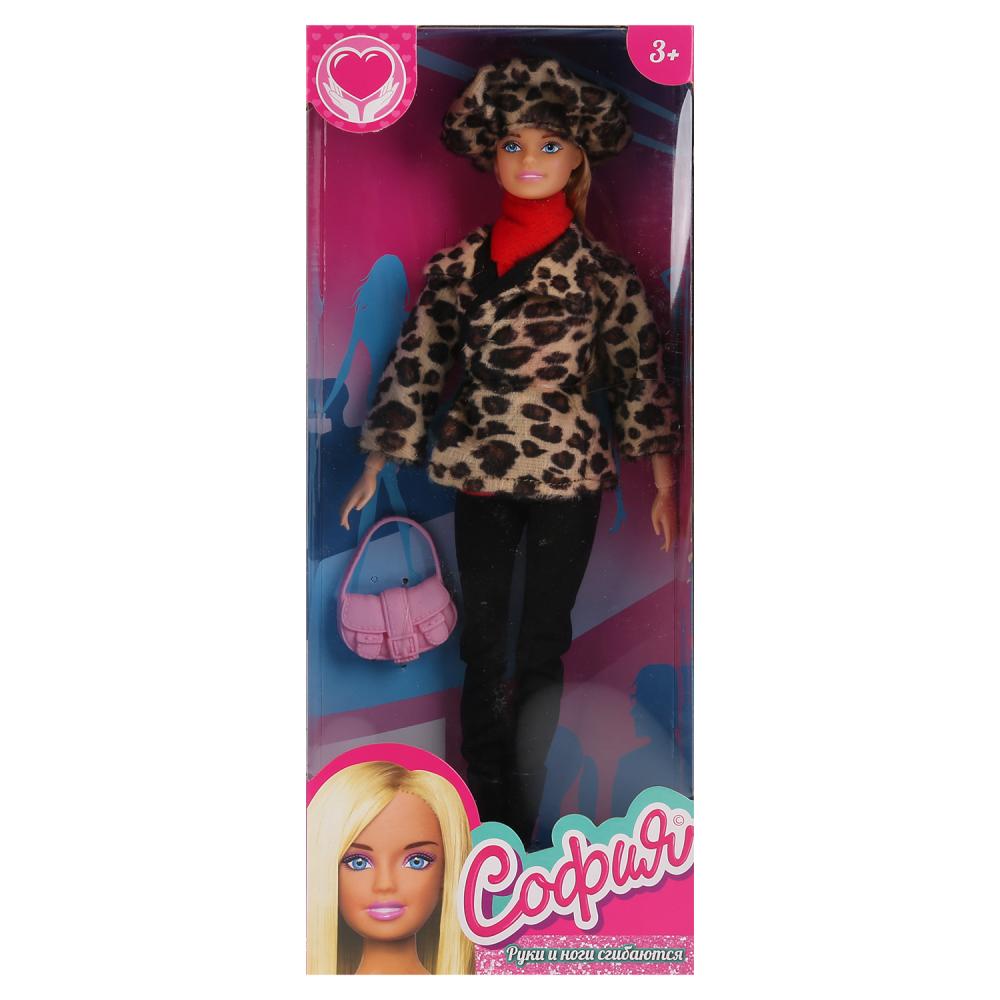 Кукла София в леопардовом пальто и шапке с аксессуарами, 29 см  