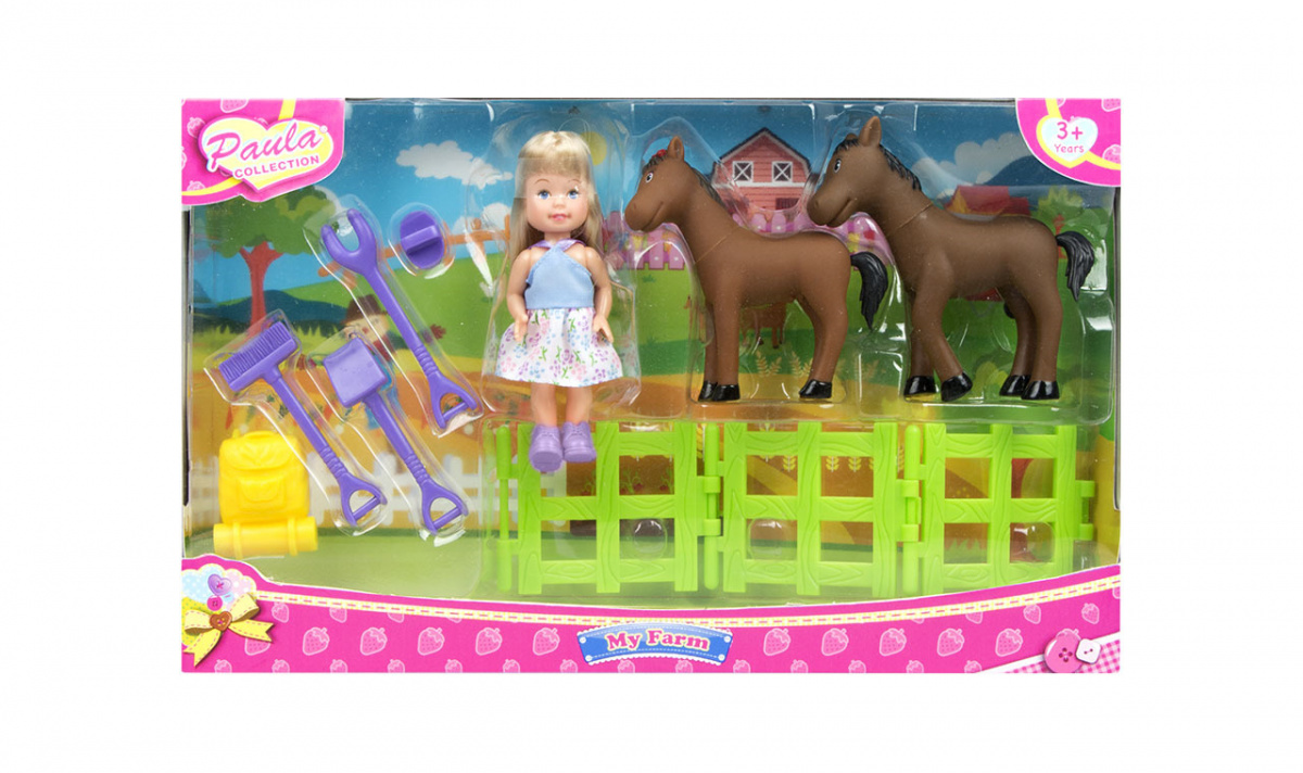 Игровой набор Paula - В деревне, с лошадьми  