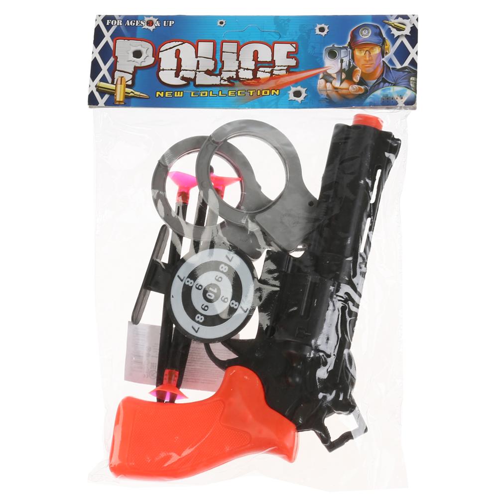 Набор - Полиция: пистолет, присоски, наручники, аксессуары  
