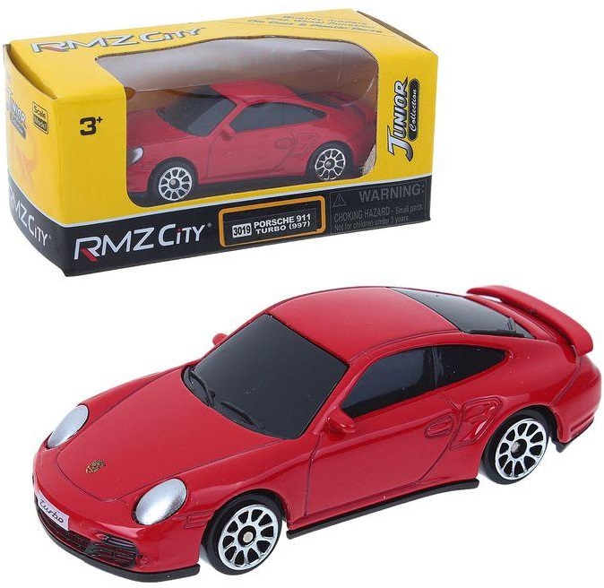 Машина металлическая Porsche 911 Turbo, 1:64, 2 цвета - белый, красный  