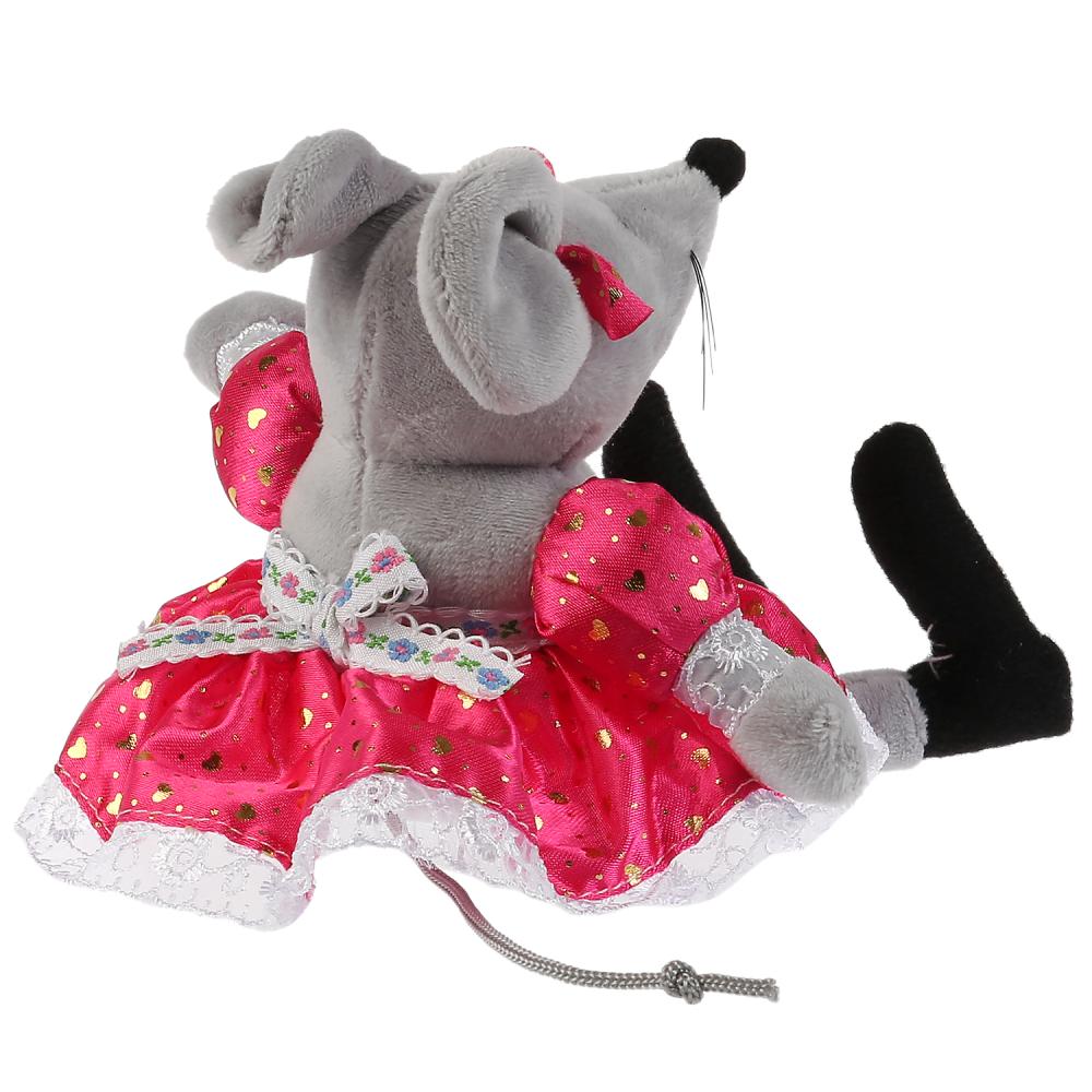 Мягкая игрушка – Мышка с бантиком и в платье, 15 см  
