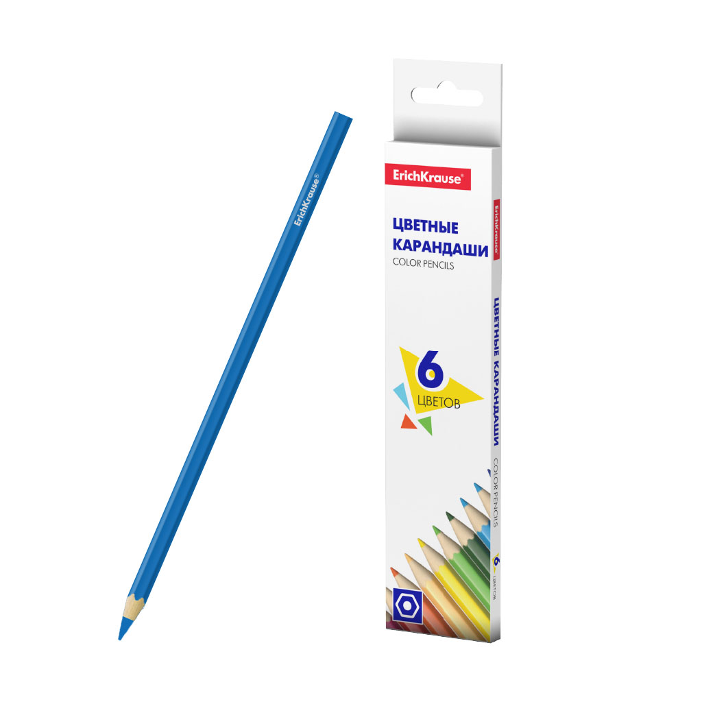 

Карандаши цветные шестигранные - ErichKrause Basic, 6 цветов