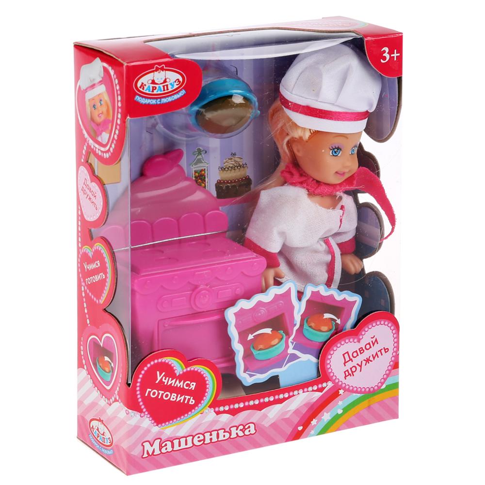 Кукла Машенька 12 см., в наборе кухонная плита, костюм повара и аксессуары  
