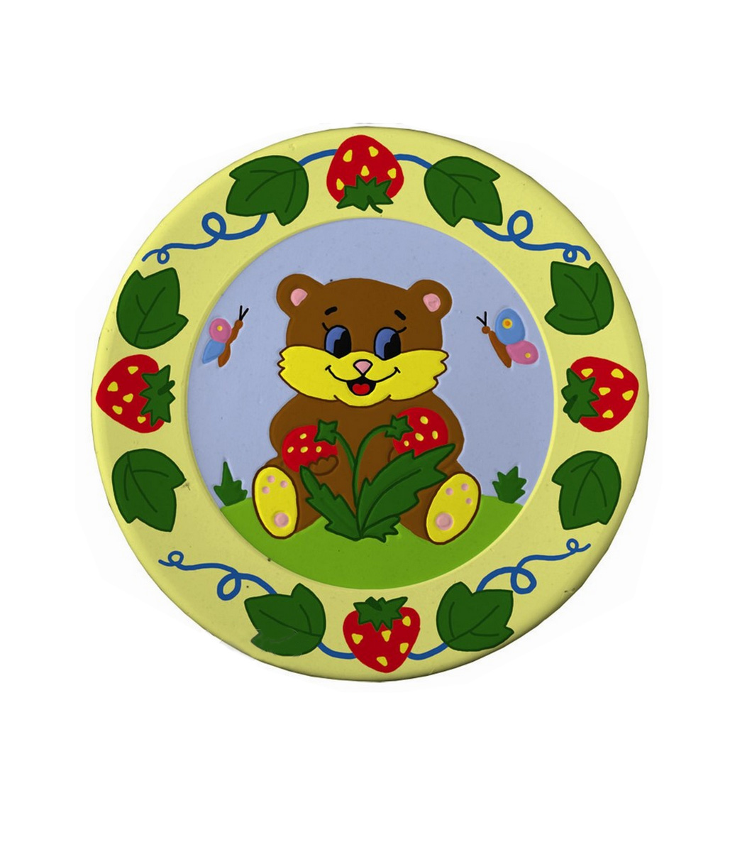 Тарелка декоративная - Мишка с ягодками  