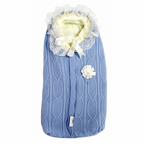 

Конверт вязанный на молнии с крупной вязкой U14-32, 100% acrylic, голубой