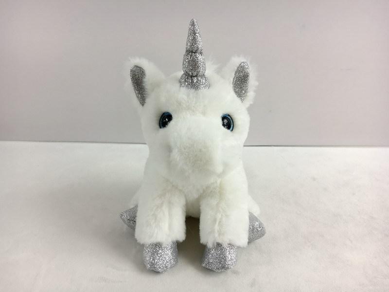 Мягкая игрушка - Единорог белый с серебром, 15 см  