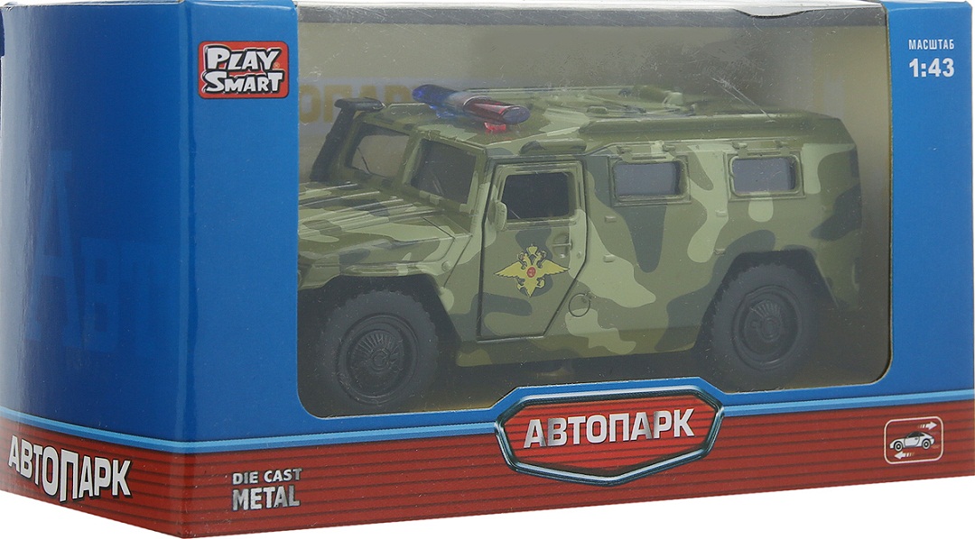 Инерционная металлическая машинка ГАЗ Тигр - Военная  