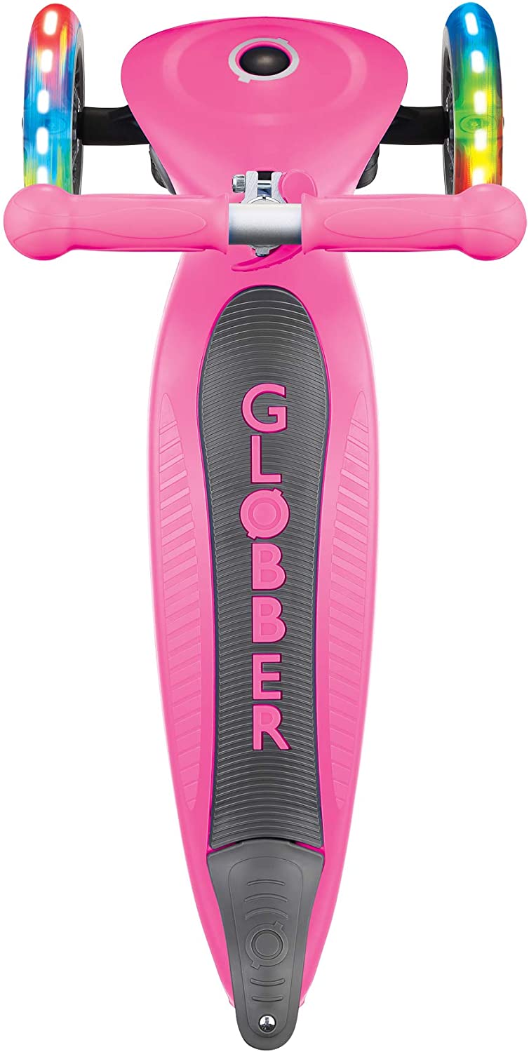 Трехколесный самокат Globber Primo Foldable Lights, розовый, светящиеся колеса  