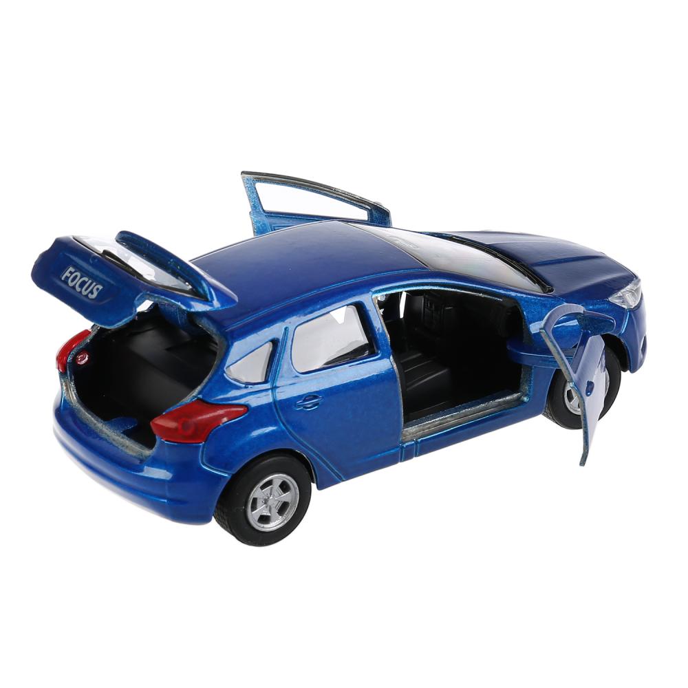 Инерционная металлическая машина - Ford Focus хэтчбек, синий 12 см, открываются двери  
