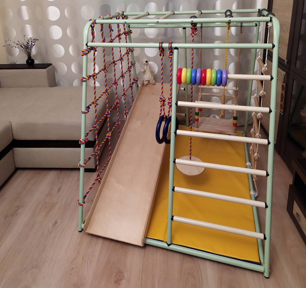 

Детский спортивный комплекс Весёлый малыш Maxi горка фанерная New Color, цвет – фисташковый