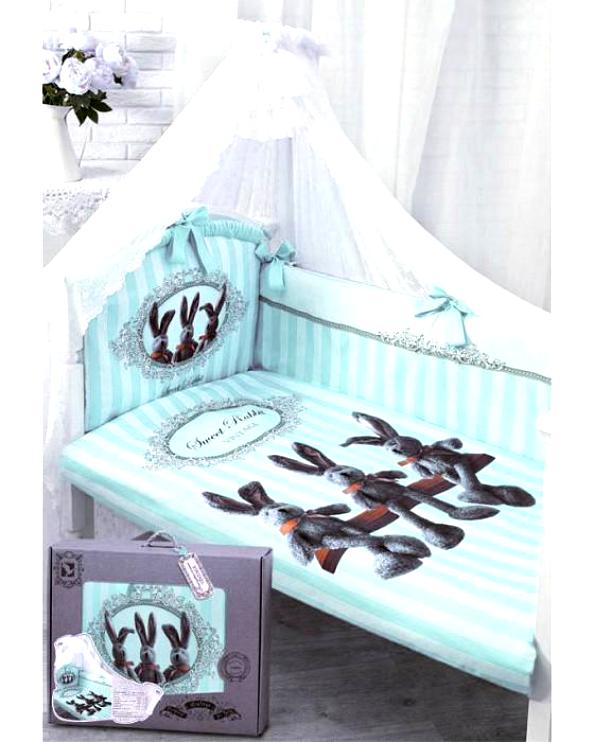 

Комплект в кроватку – Sweet Rabbit, 7 предметов, голубой