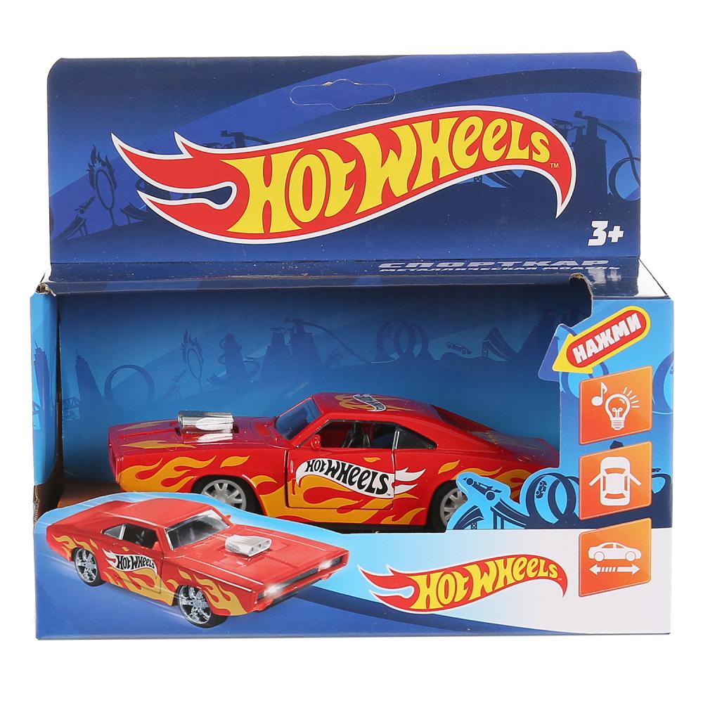 Машина спорткар Hot Wheels 12 см красная со светом и звуком двери открываются металлическая инерционная  