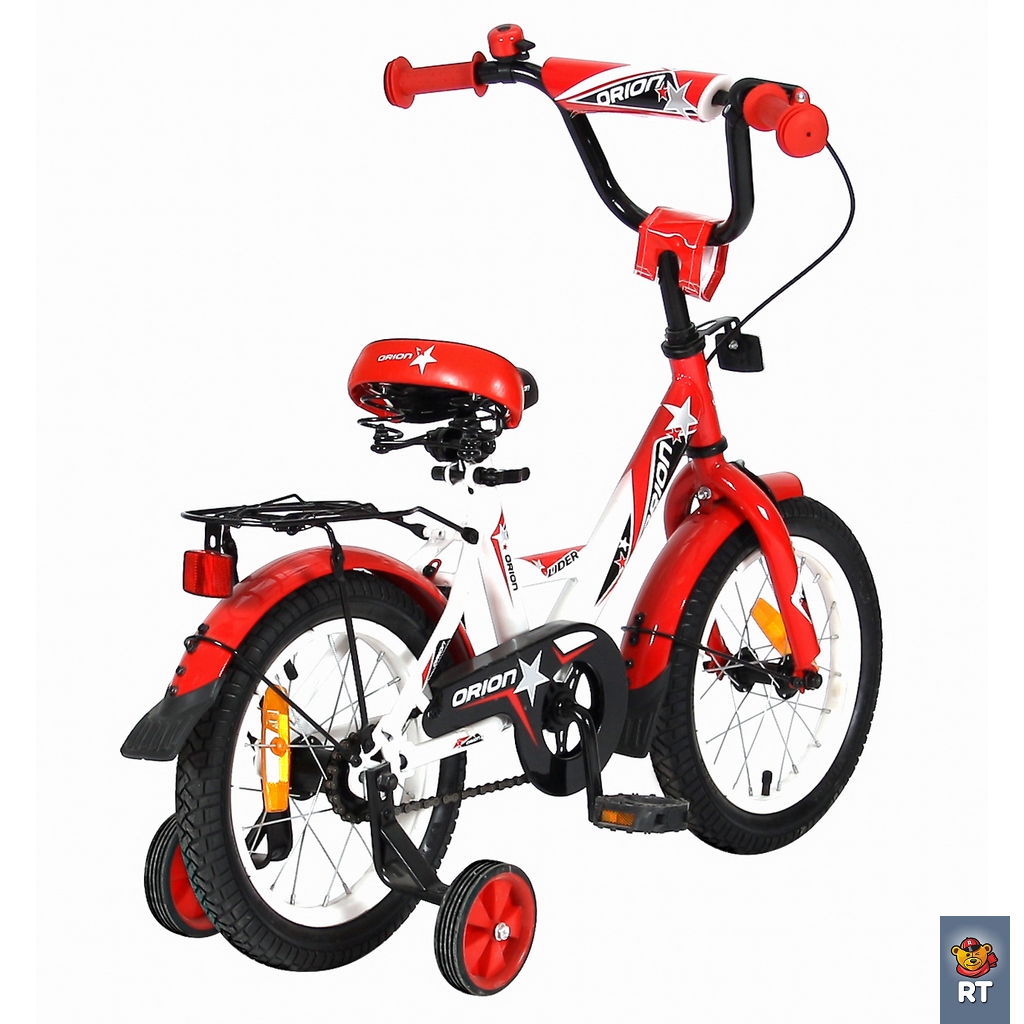 Двухколесный велосипед Lider Orion диаметр колес 14 дюймов, белый/красный  