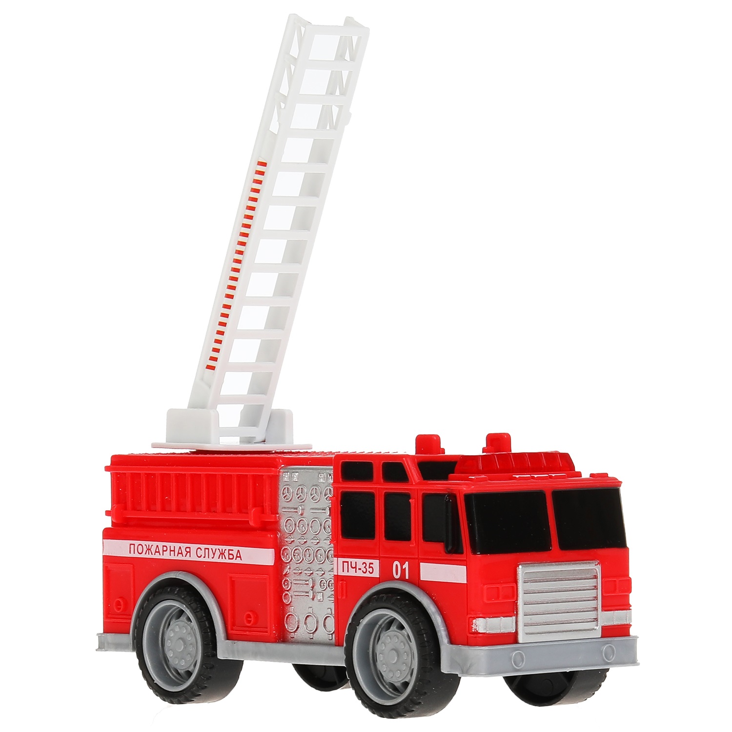 Модель Пожарная машина 14 см свет-звук 3 кнопки лестница поднимается пластиковая  