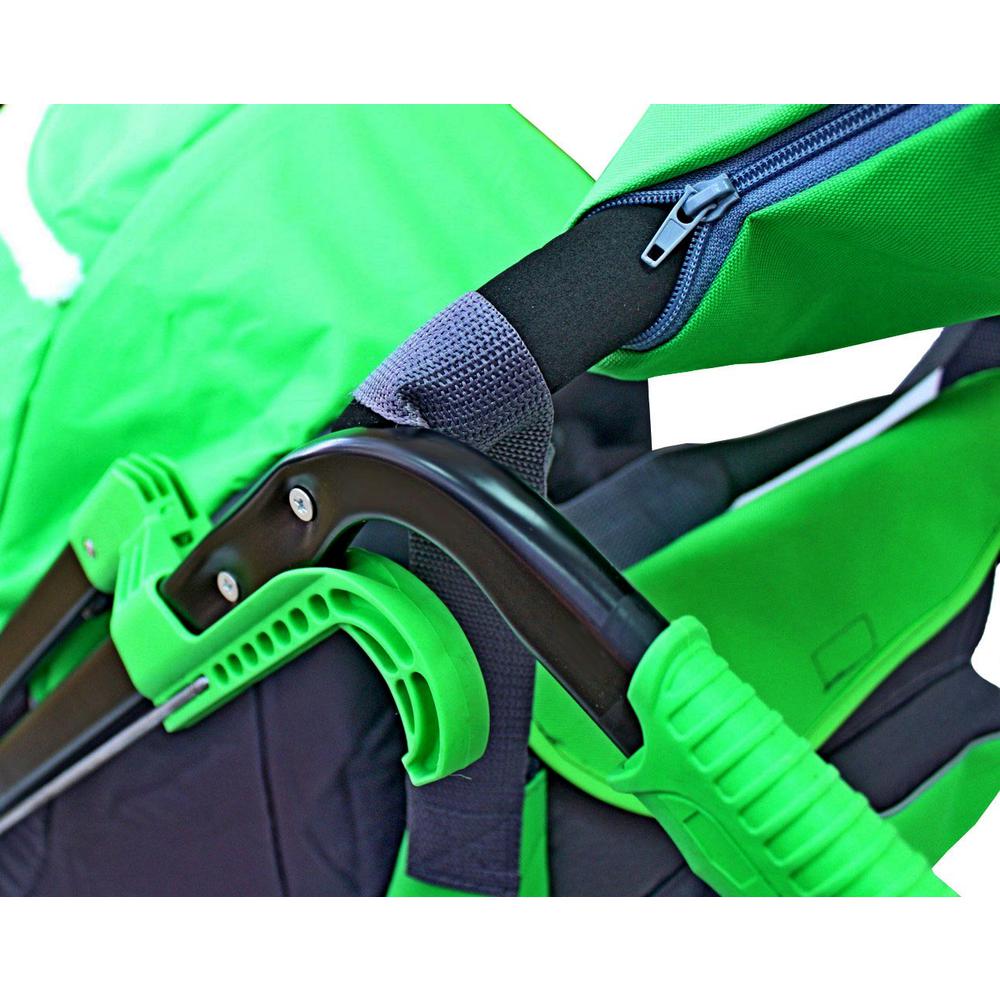 Санки-коляска Snow Galaxy City-2 - Совушки на зеленом, на больших колесах Ева, сумка, варежки  