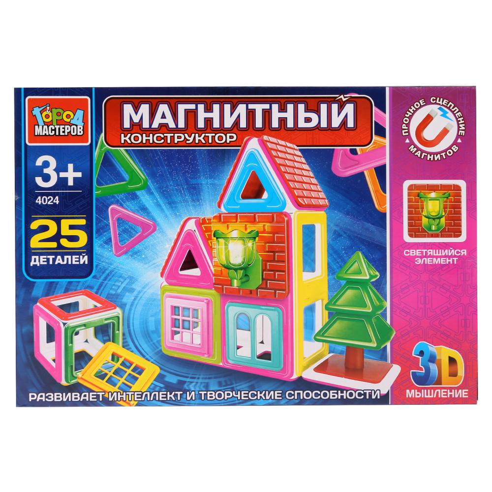 

Конструктор магнитный – Домик со светящимся элементом, 25 деталей