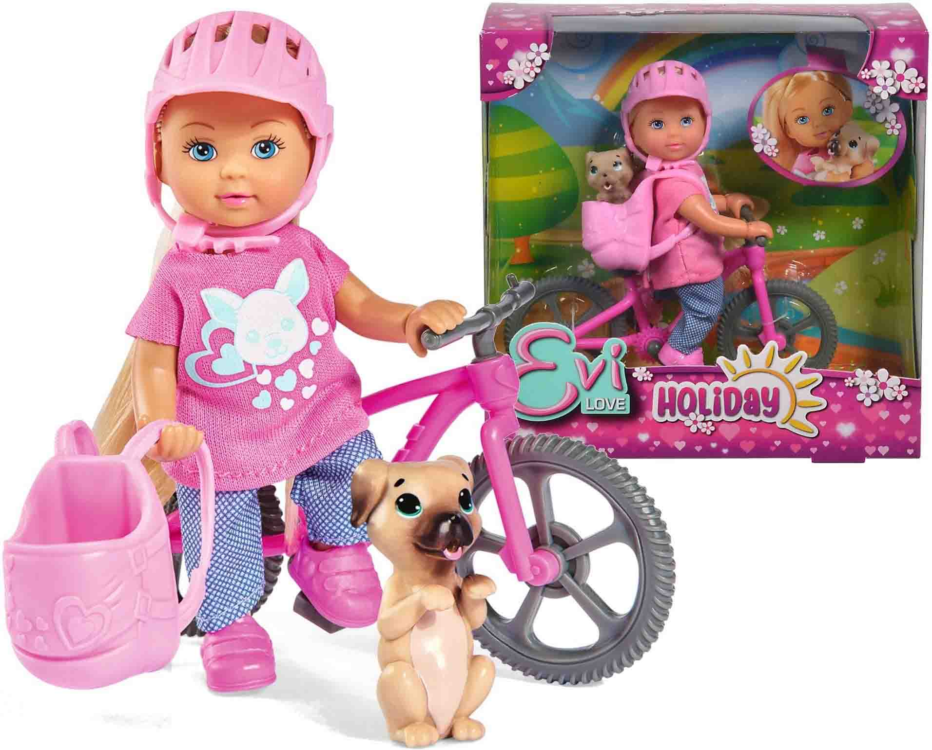 Кукла Еви на велопрогулке с собачкой, 12 см  