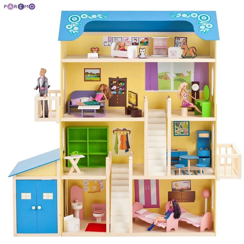 Кукольный домик для Барби – Лира, 28 предметов мебели, 2 лестницы, гараж  