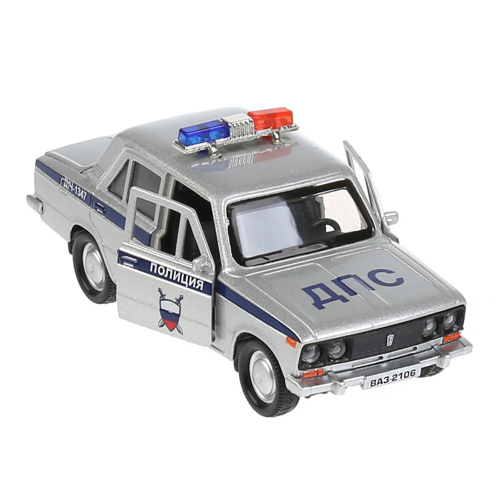 Модель – Ваз-2106 жигули полиция, инерционная, серебристый, 12 см  