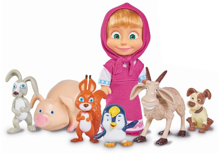 

Игровой набор - кукла Маша с друзьями-животными, 12 см.