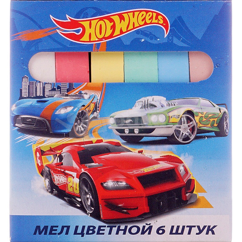 Мел цветной - Hot Wheels, 6 штук  