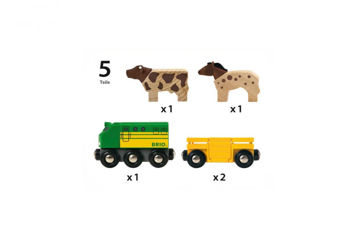 Игровой набор Фермерский поезд - Вагоны с животными, 5 элементов  