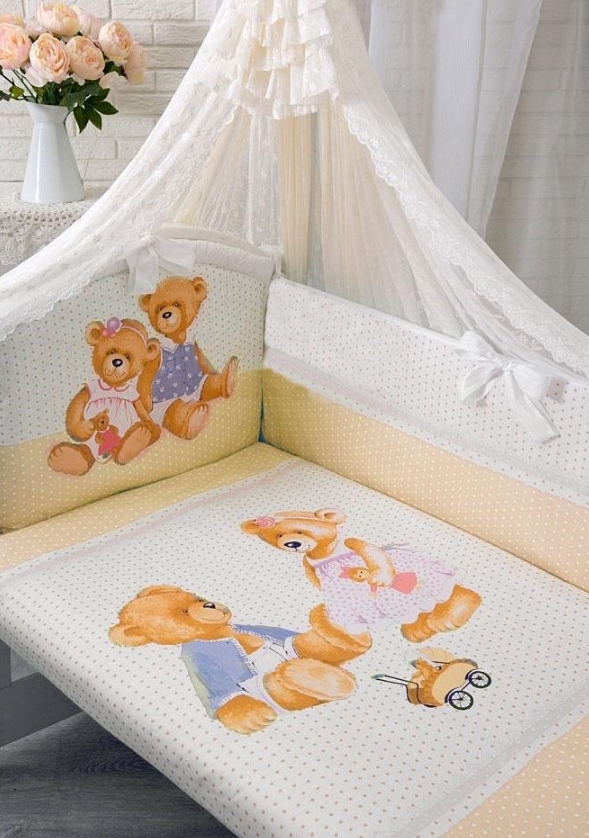 

Комплект в кроватку – Sweety Bear, 7 предметов, молочный