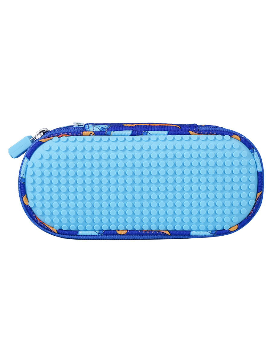 

Пенал школьный пиксельный Super class pencil case WY-B012 с динозаврами, цвет – синий