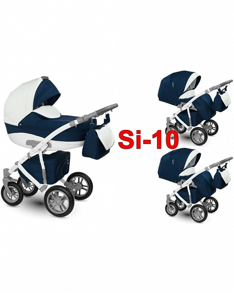 Детская коляска Camarelo Sirion 2 в 1, бело-синяя  
