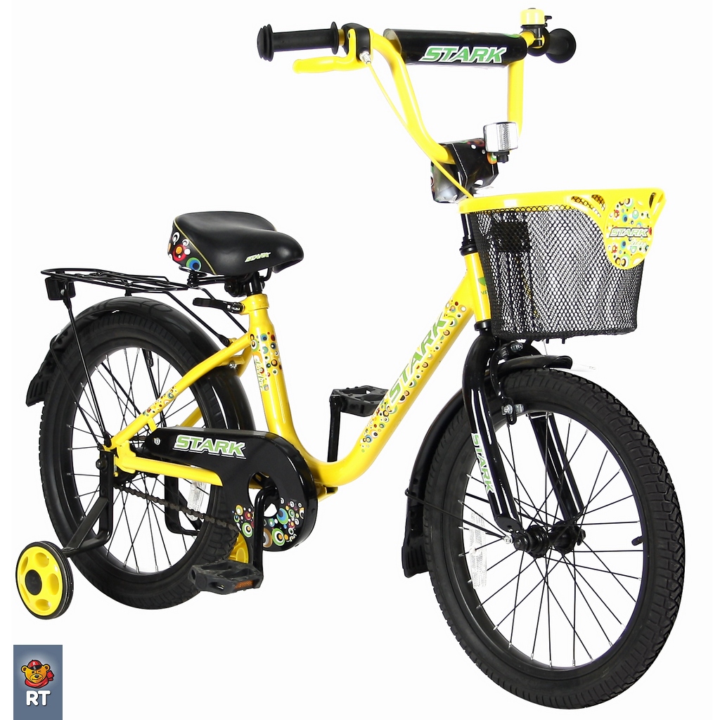 Двухколесный велосипед Lider Stark, диаметр колес 18 дюймов, желтый/черный  