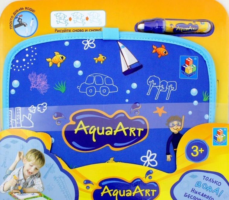 Игровой коврик для рисования из серии AquaArt с ручками, цвет – синий  