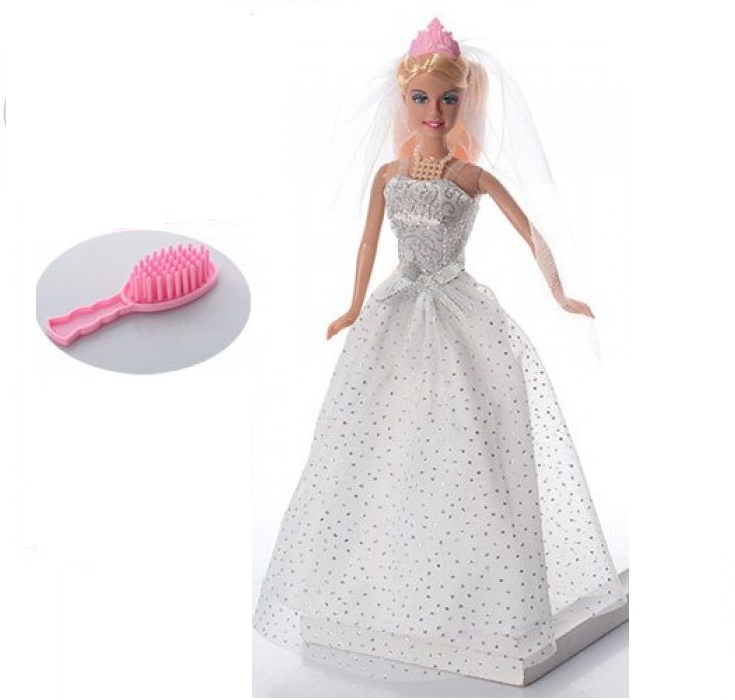 Кукла в свадебном платье с аксессуарами   